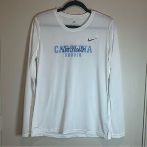 Nike White and Blue Long Sleeve Tee